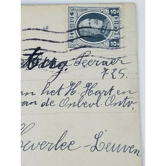 Vintage Real Photo Post Card Pretty Belgian Lady with a Handful of Flowers 1923 - Picture 9 of 9